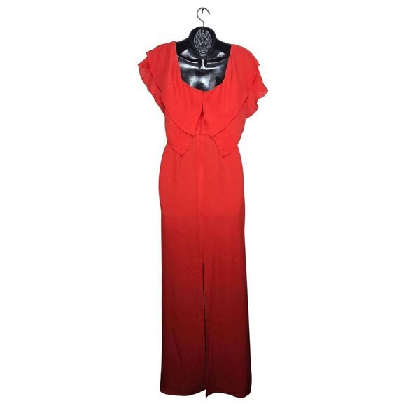 Parker Black Dress Size 2 Helen Silk Red Gown  Long Flowy Prom - Picture 5 of 6